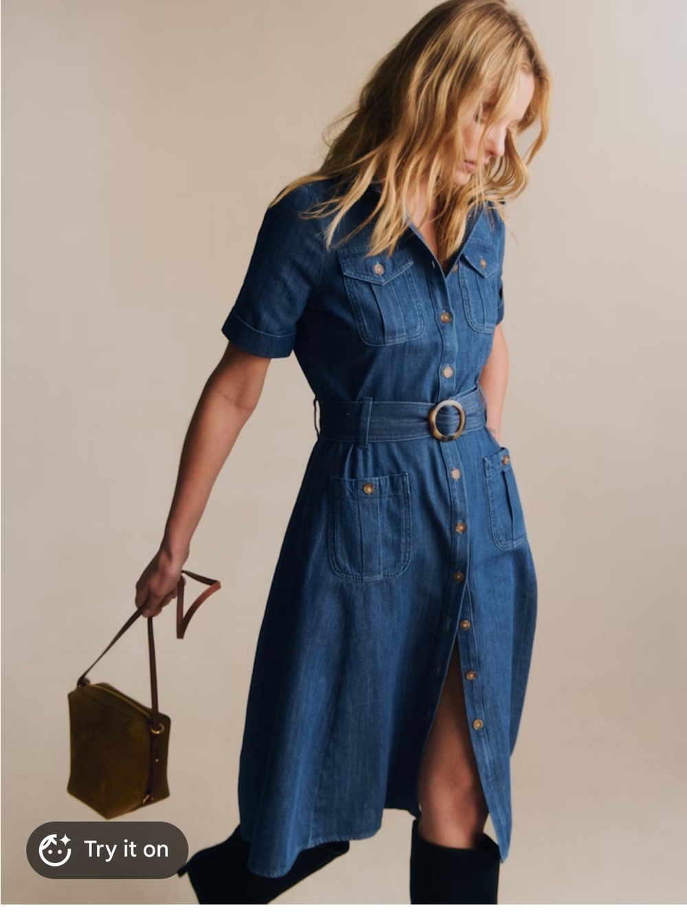 SEZANE Raquel dress midi denim size 8